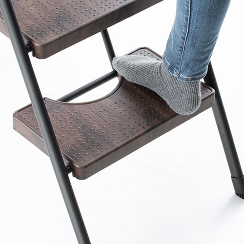 脚立（3段・折りたたみ・収納・インテリア・踏み台・梯子・安全・高さ・室内・洗車・滑り止め・持ち運び・トラック・プレゼント・ブラウン
