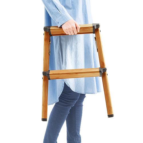 2段踏み台（脚立・ステップ・折りたたみ・収納・インテリア・木目・ブラウン・おすすめ）