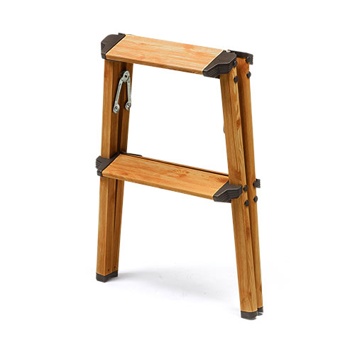 2段踏み台（脚立・ステップ・折りたたみ・収納・インテリア・木目・ブラウン・おすすめ）