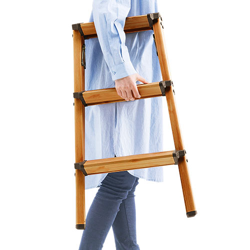 3段踏み台（脚立・ステップ・折りたたみ・収納・インテリア・木目・ブラウン・おすすめ）