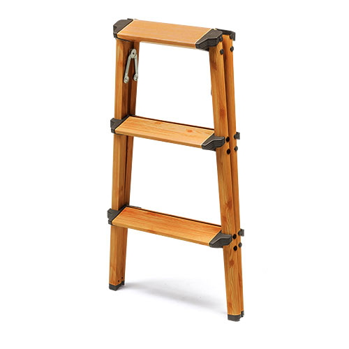 3段踏み台（脚立・ステップ・折りたたみ・収納・インテリア・木目・ブラウン・おすすめ）