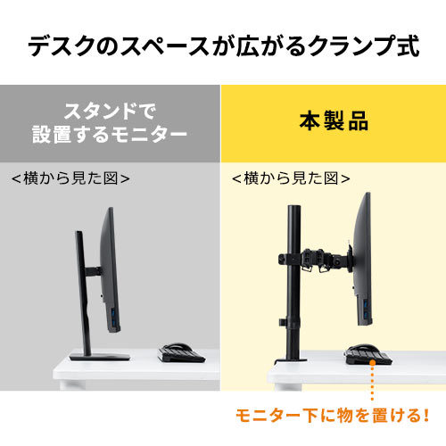 モニターアーム（机・クランプ・縦・高さ調整・前後・左右・上下・回転・シングル・1画面）