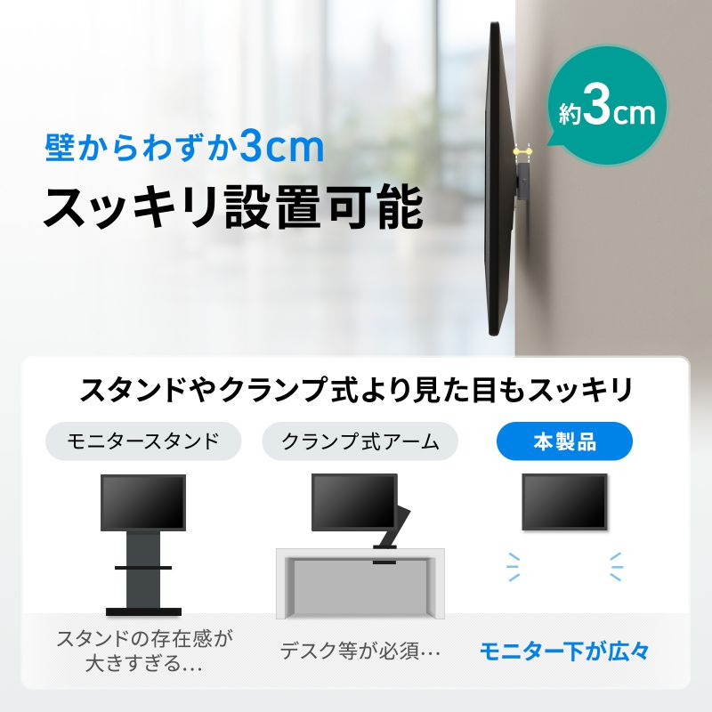 壁掛け金具(モニター・テレビ・VESA・アーム・上下・19.5~34インチ目安・おすすめ)