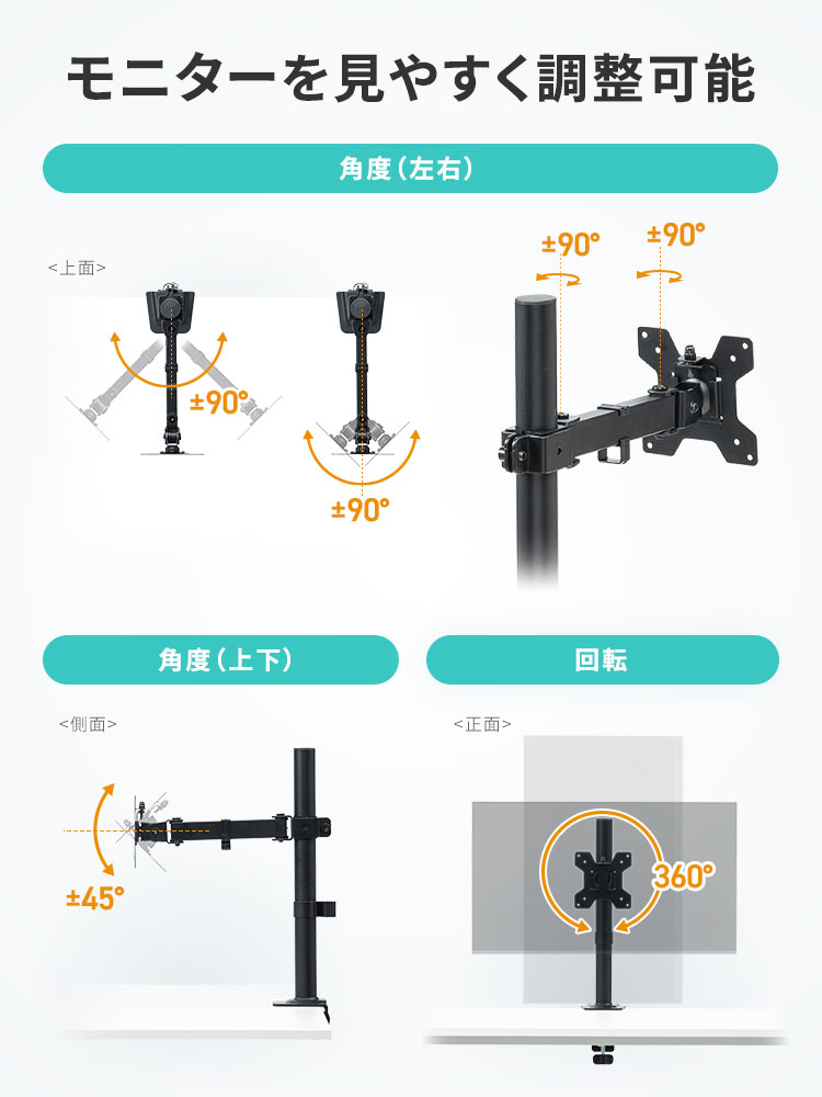 狭いデスクでも快適!おすすめの壁ぎりぎりまで寄せられる32インチ対応モニターアーム