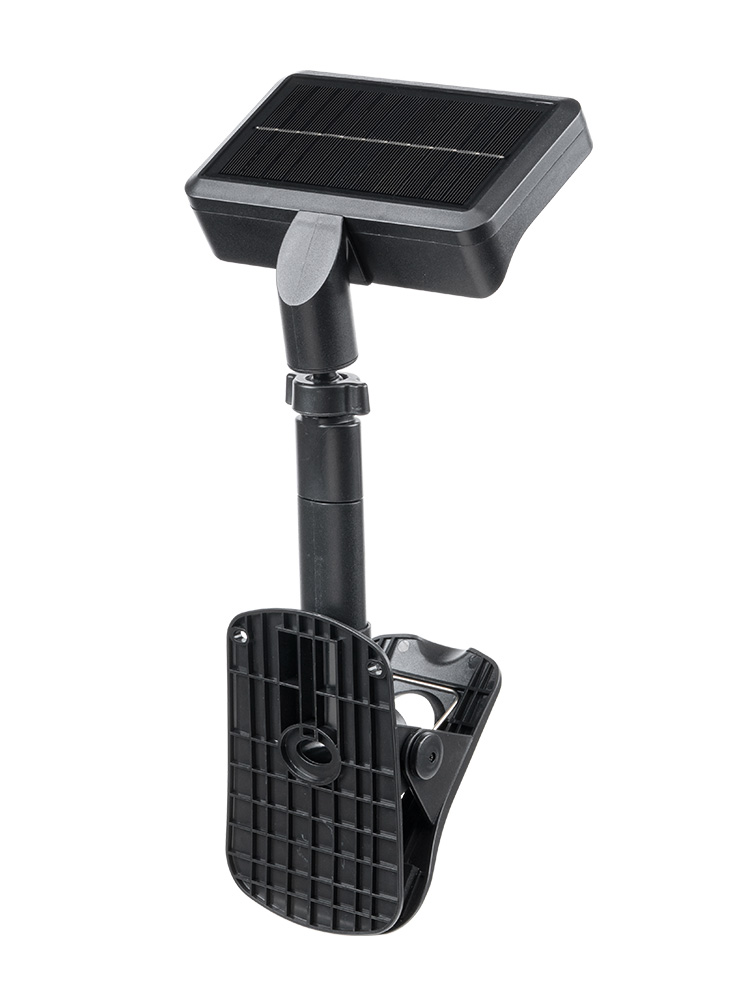 クリップで挟んで使えるソーラー充電式LEDライト | 自立スタンドにもなる2WAY仕様・屋外防水・人感センサー対応