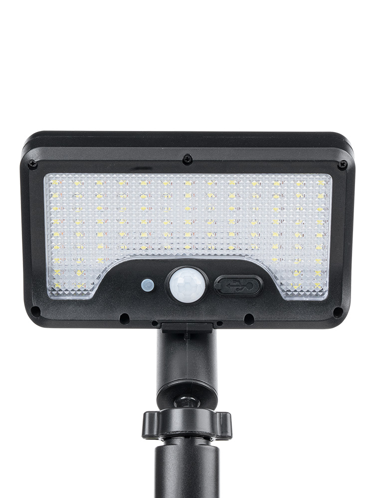 クリップで挟んで使えるソーラー充電式LEDライト | 自立スタンドにもなる2WAY仕様・屋外防水・人感センサー対応