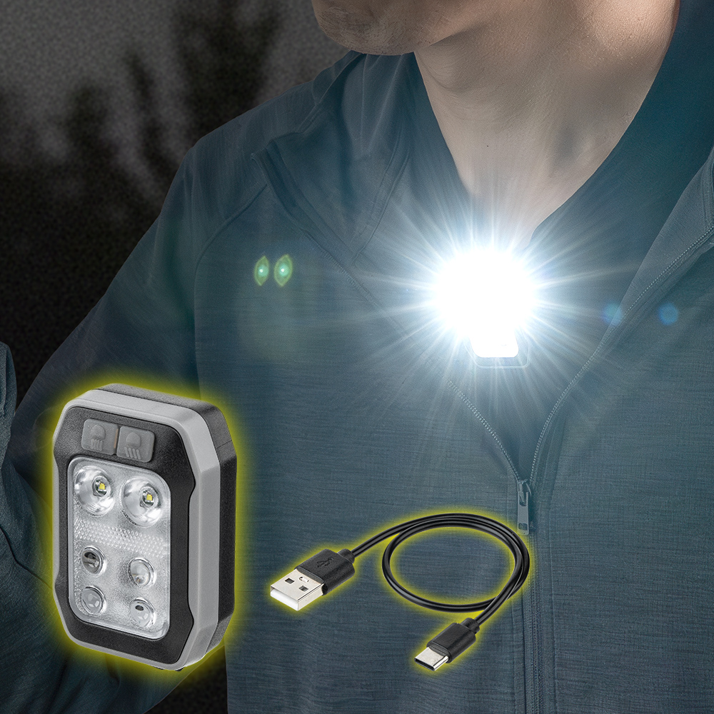 充電式LEDライト／点灯・点滅モード／夜間ウォーキングや作業用