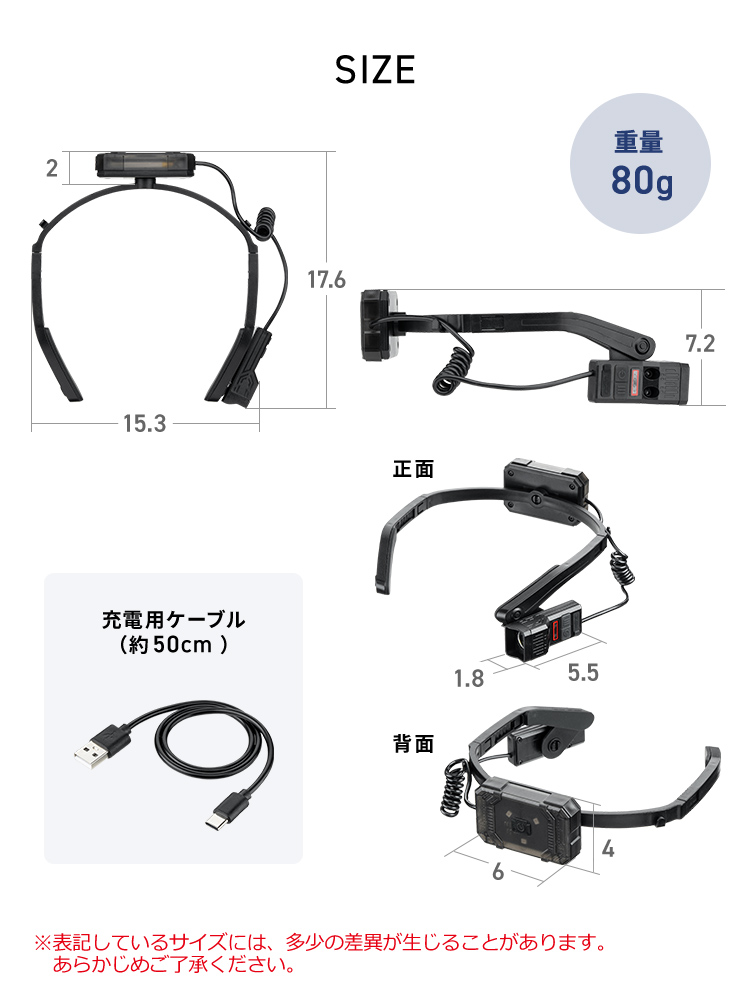 【便利】手かざしで簡単操作!耳・首掛け対応の充電式LEDヘッドライト