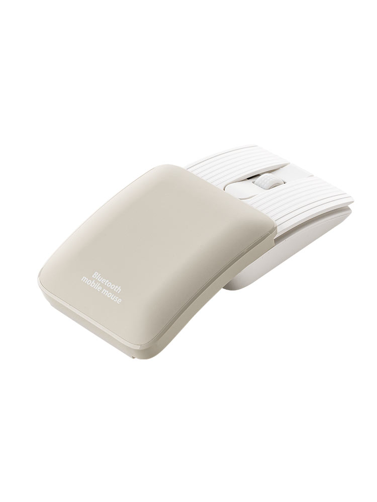 【Bluetoothマウス】充電式小型スマホ対応 静音 ベージュ