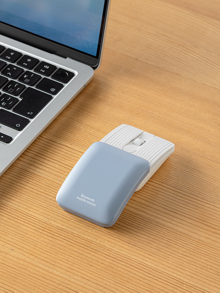 【Bluetoothマウス】充電式小型スマホ対応 静音 ブルー
