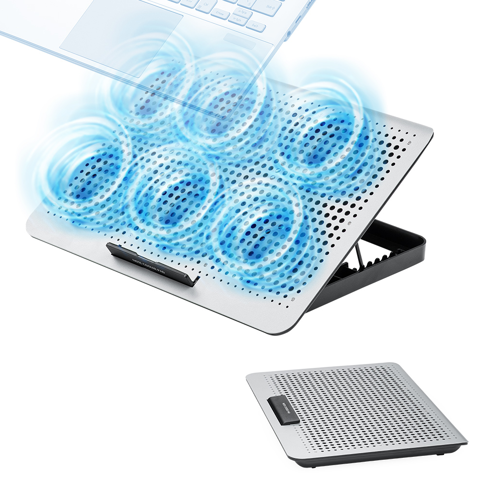 おすすめノートパソコンクーラー！6つのファンとアルミボディで冷却効果抜群のPCスタンド