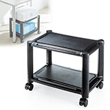 プリンター台(2段・キャスター・机下・小型・ラック・オフィス・黒・幅50cm・奥行33cm)