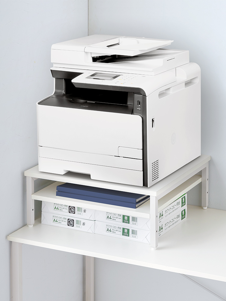 プリンター台 卓上 2段 50kg耐荷重 複合機プリンター設置に最適 50×50cm オフィス コンパクト ホワイト