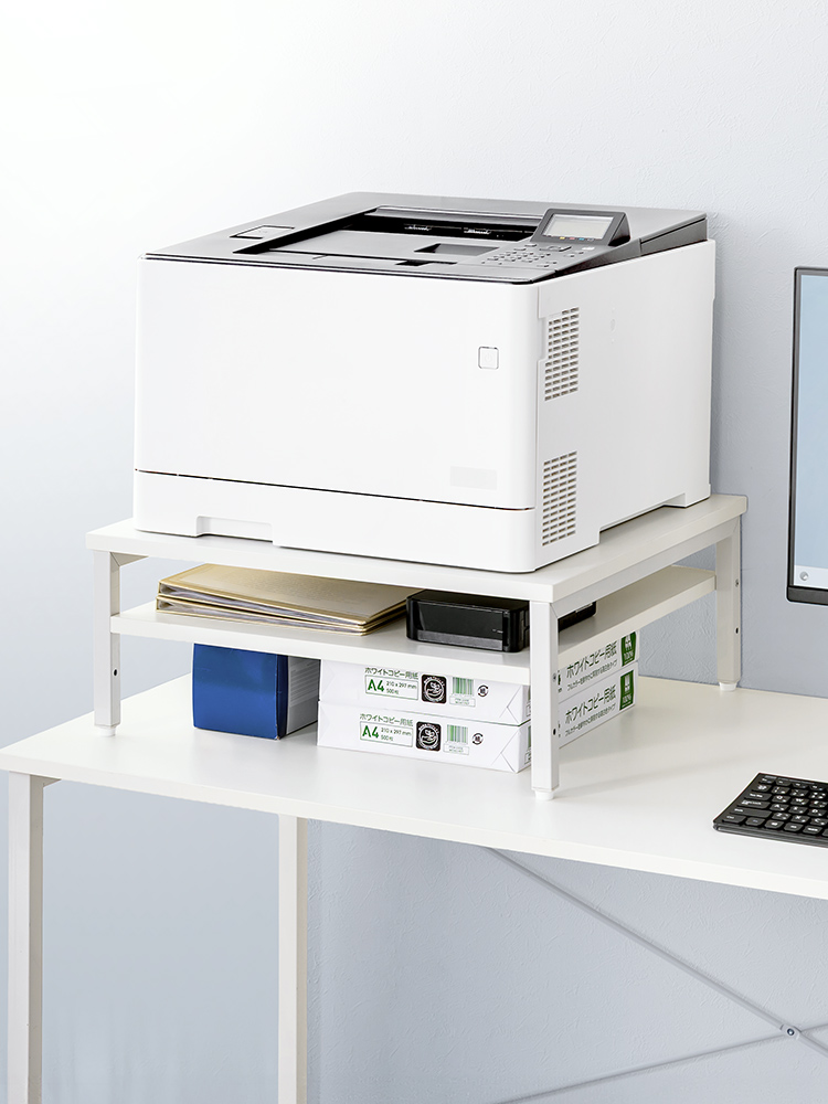プリンター台 卓上 2段 50kg耐荷重 複合機プリンター設置に最適 50×50cm オフィス コンパクト ホワイト