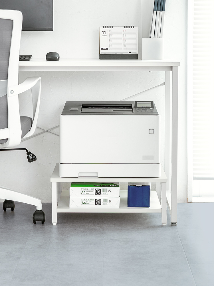 プリンター台 卓上 2段 50kg耐荷重 複合機プリンター設置に最適 50×50cm オフィス コンパクト ホワイト