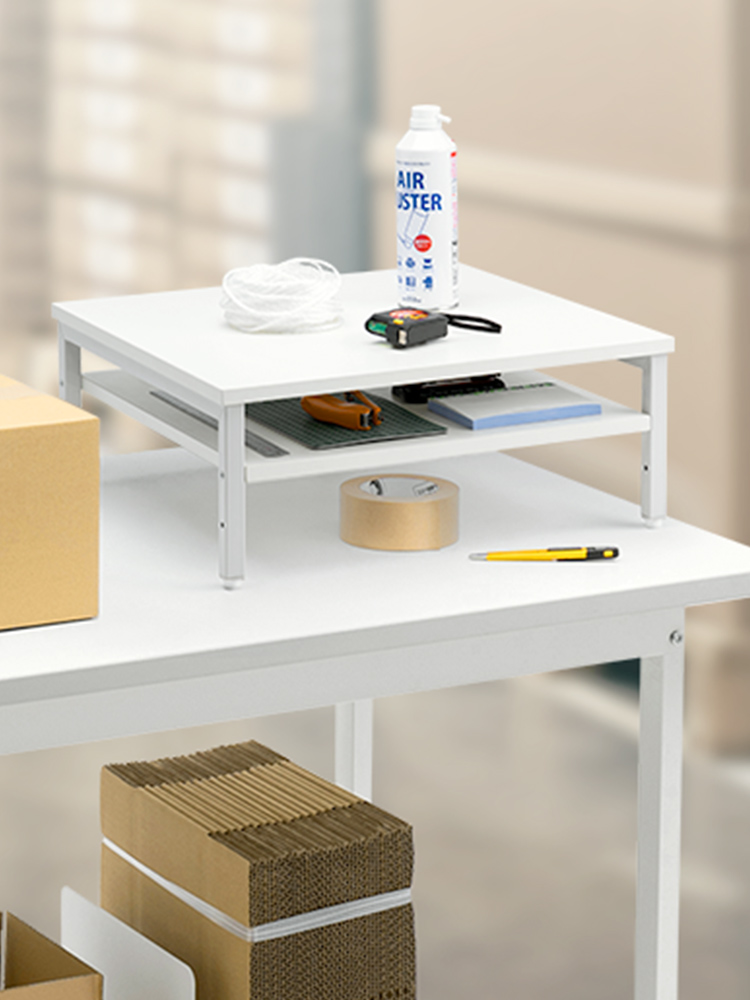 プリンター台 卓上 2段 50kg耐荷重 複合機プリンター設置に最適 50×50cm オフィス コンパクト ホワイト