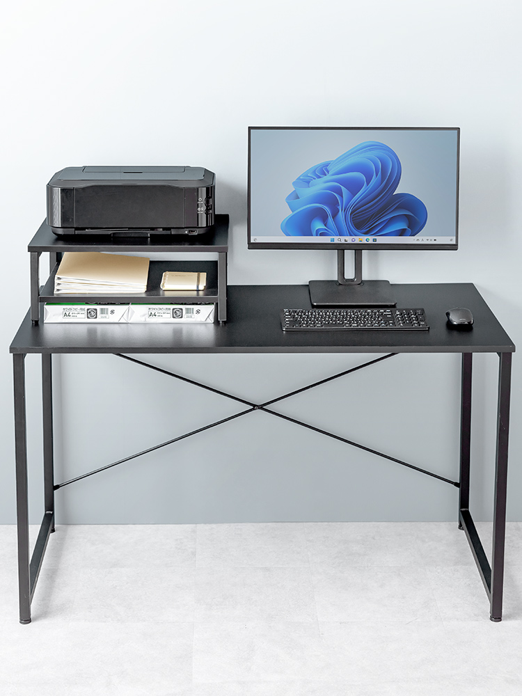 プリンター台 複合機 ラック 卓上 50×40cm 収納 2段 A4用紙収納 省スペース ブラック