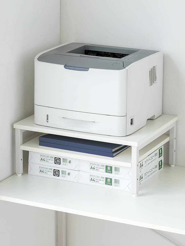 プリンター台 複合機 ラック 卓上 50×40cm 収納 2段 A4用紙収納 省スペース ホワイト
