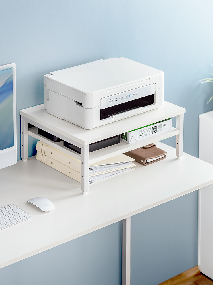 プリンター台 複合機 ラック 卓上 50×40cm 収納 2段 A4用紙収納 省スペース ホワイト