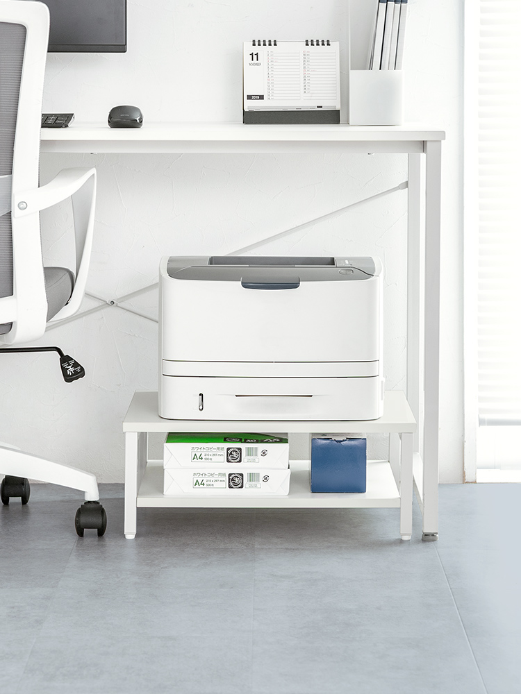 プリンター台 複合機 ラック 卓上 50×40cm 収納 2段 A4用紙収納 省スペース ホワイト