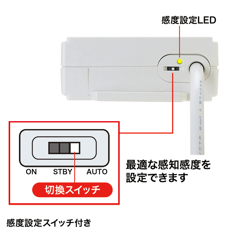 パソコン連動タップ（3P・8個口・パソコン用・連動・ボックス型・3・変換アダプタ付きプラグ・2m）