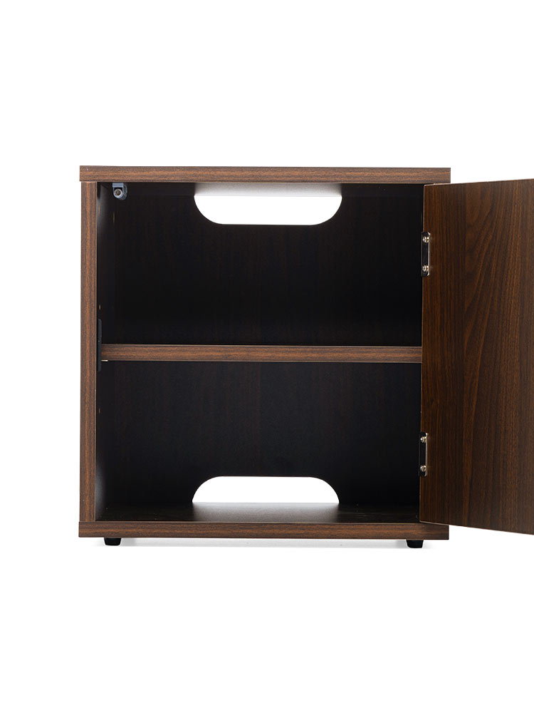 鍵付き木製キューブボックス | 小型セキュリティボックス – プッシュ開閉・ケーブル配線対応