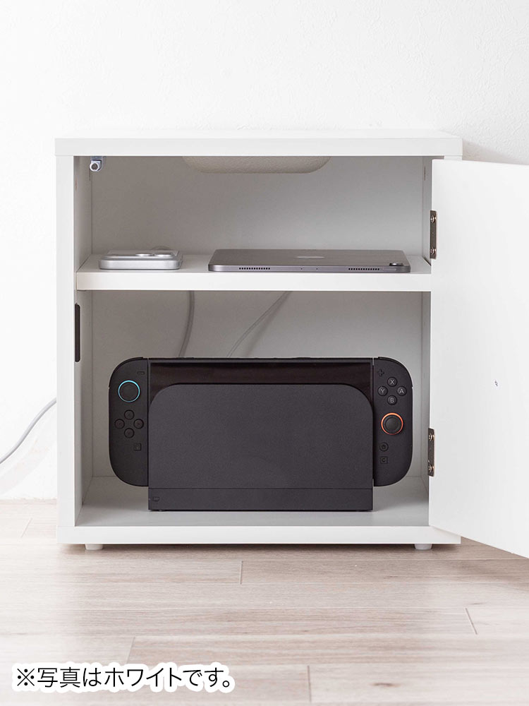 鍵付き木製キューブボックス | 小型セキュリティボックス – プッシュ開閉・ケーブル配線対応