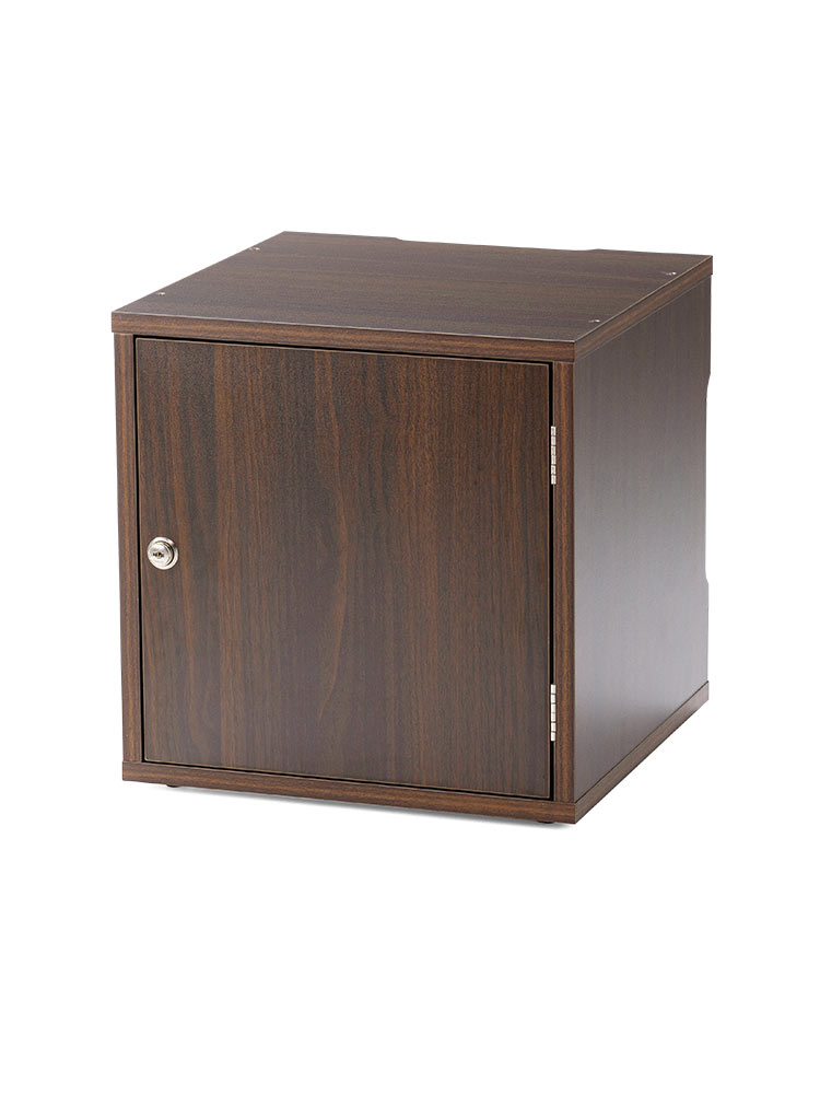 鍵付き木製キューブボックス | 小型セキュリティボックス – プッシュ開閉・ケーブル配線対応
