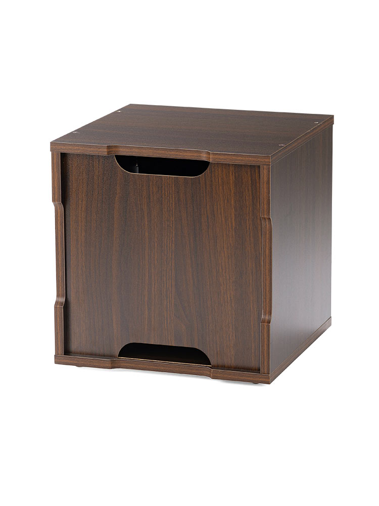 鍵付き木製キューブボックス | 小型セキュリティボックス – プッシュ開閉・ケーブル配線対応
