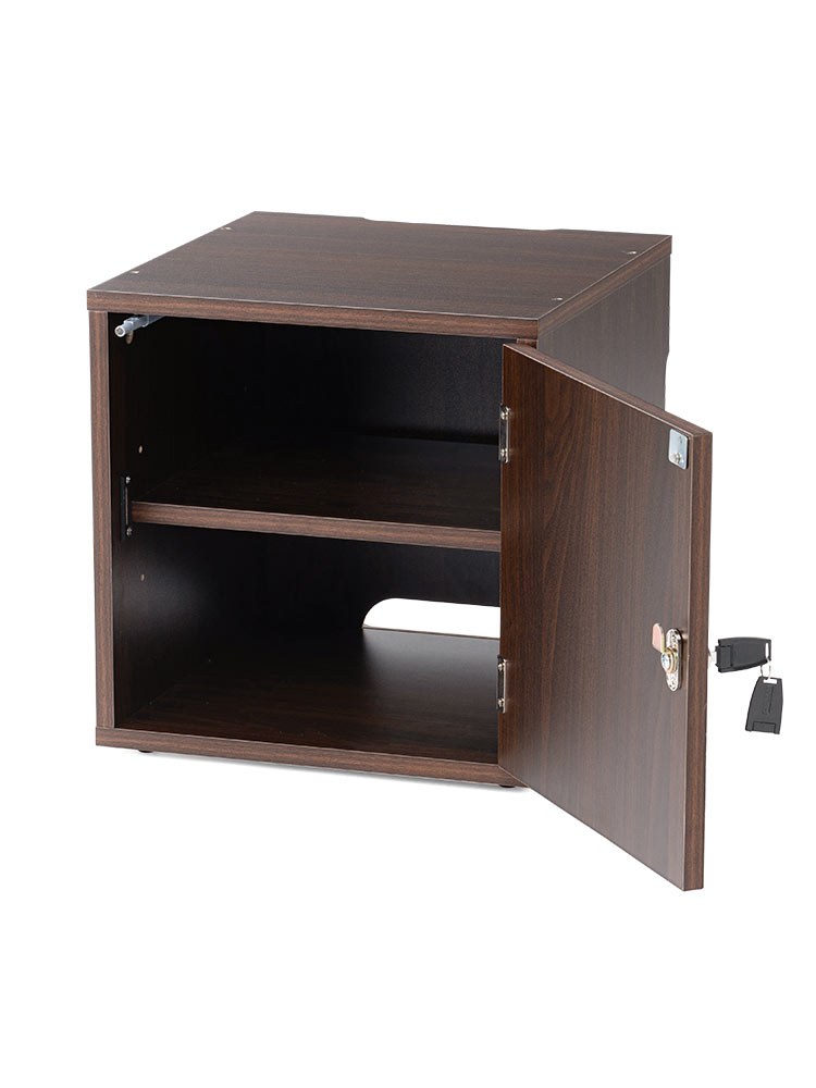 鍵付き木製キューブボックス | 小型セキュリティボックス – プッシュ開閉・ケーブル配線対応
