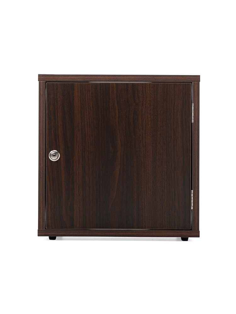 鍵付き木製キューブボックス | 小型セキュリティボックス – プッシュ開閉・ケーブル配線対応