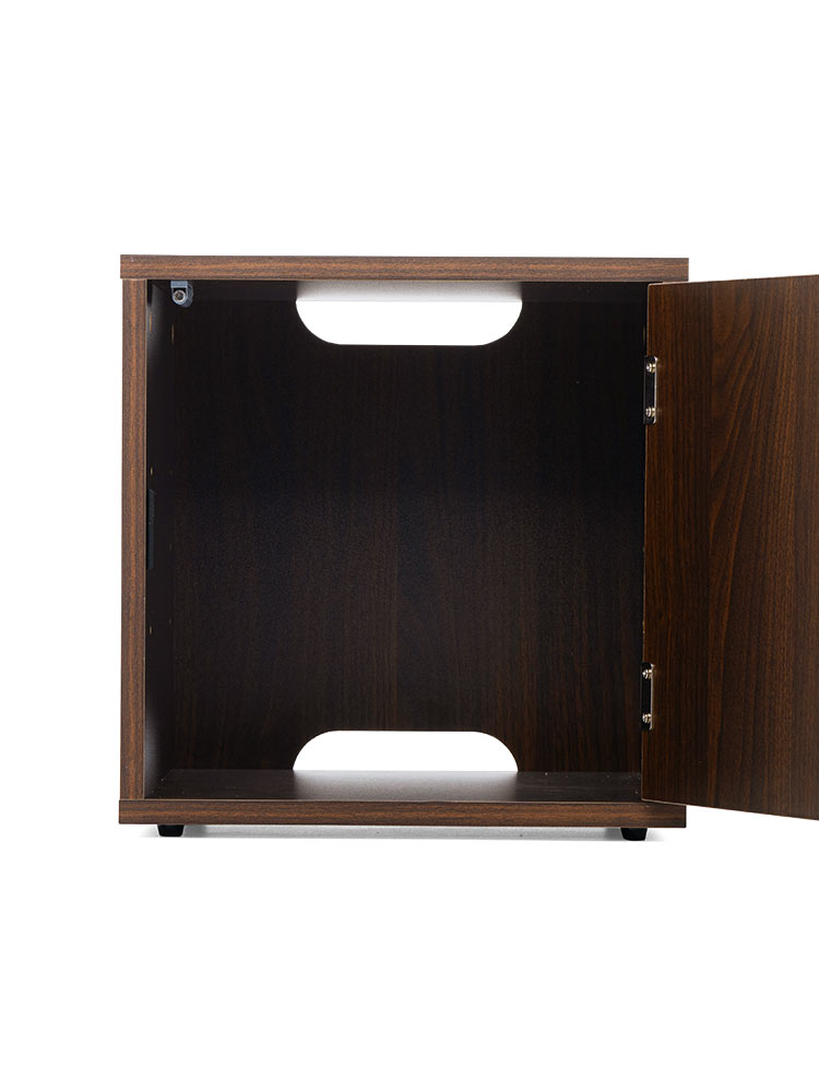 鍵付き木製キューブボックス | 小型セキュリティボックス – プッシュ開閉・ケーブル配線対応