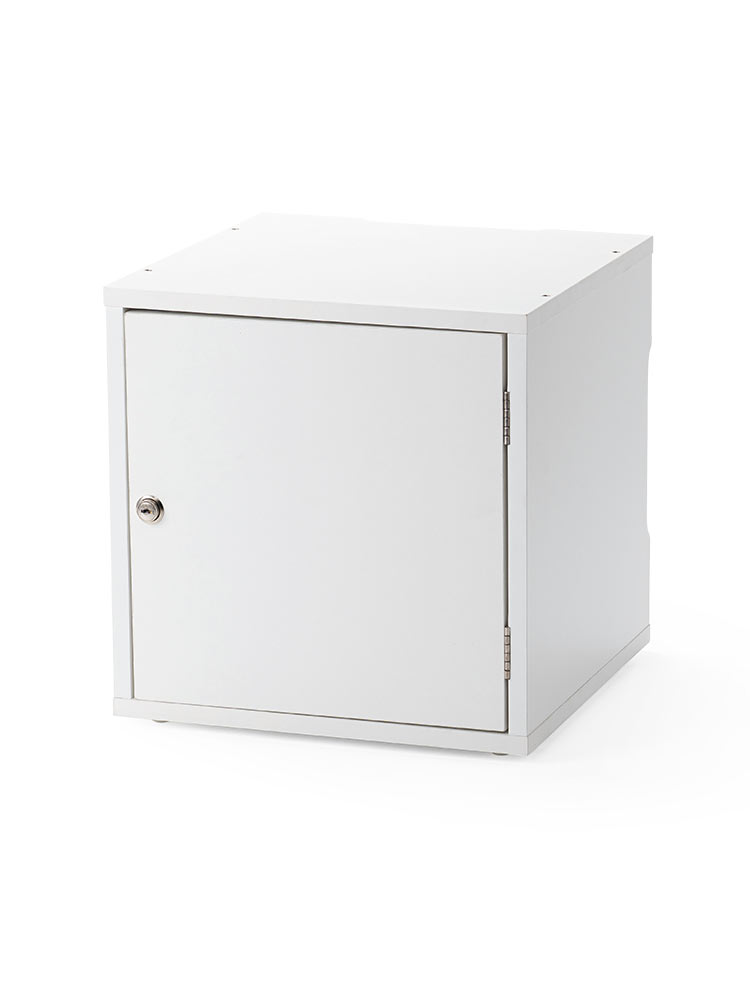 鍵付き木製キューブボックス | 小型セキュリティボックス – プッシュ開閉・ケーブル配線対応