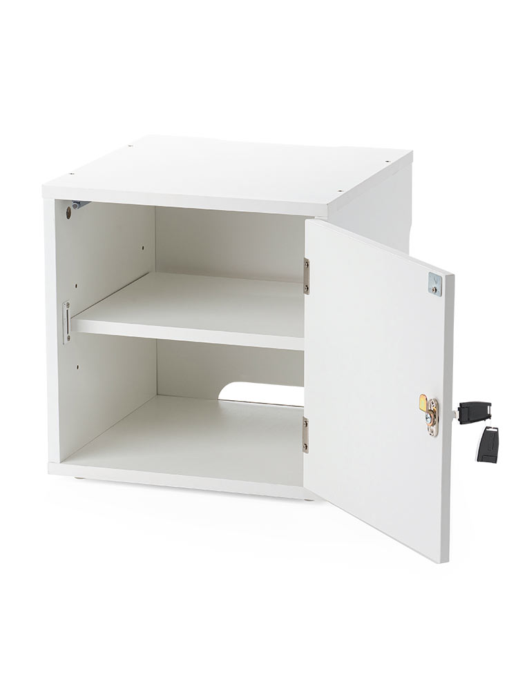 鍵付き木製キューブボックス | 小型セキュリティボックス – プッシュ開閉・ケーブル配線対応