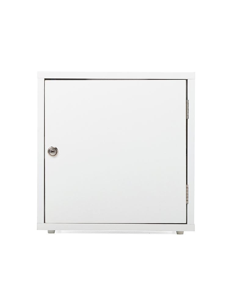 鍵付き木製キューブボックス | 小型セキュリティボックス – プッシュ開閉・ケーブル配線対応