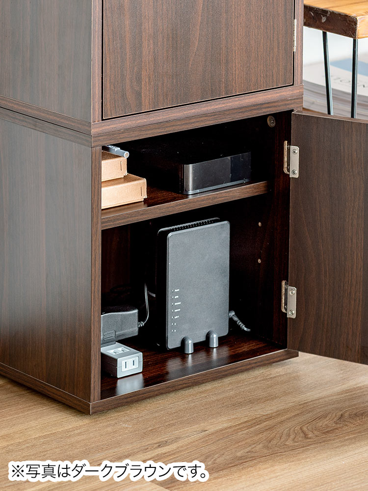 鍵付き木製キューブボックス | 小型セキュリティボックス – プッシュ開閉・ケーブル配線対応