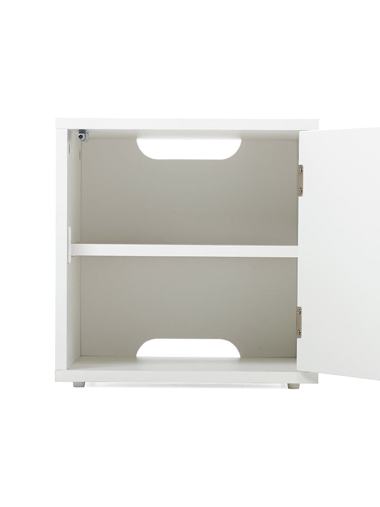 鍵付き木製キューブボックス | 小型セキュリティボックス – プッシュ開閉・ケーブル配線対応