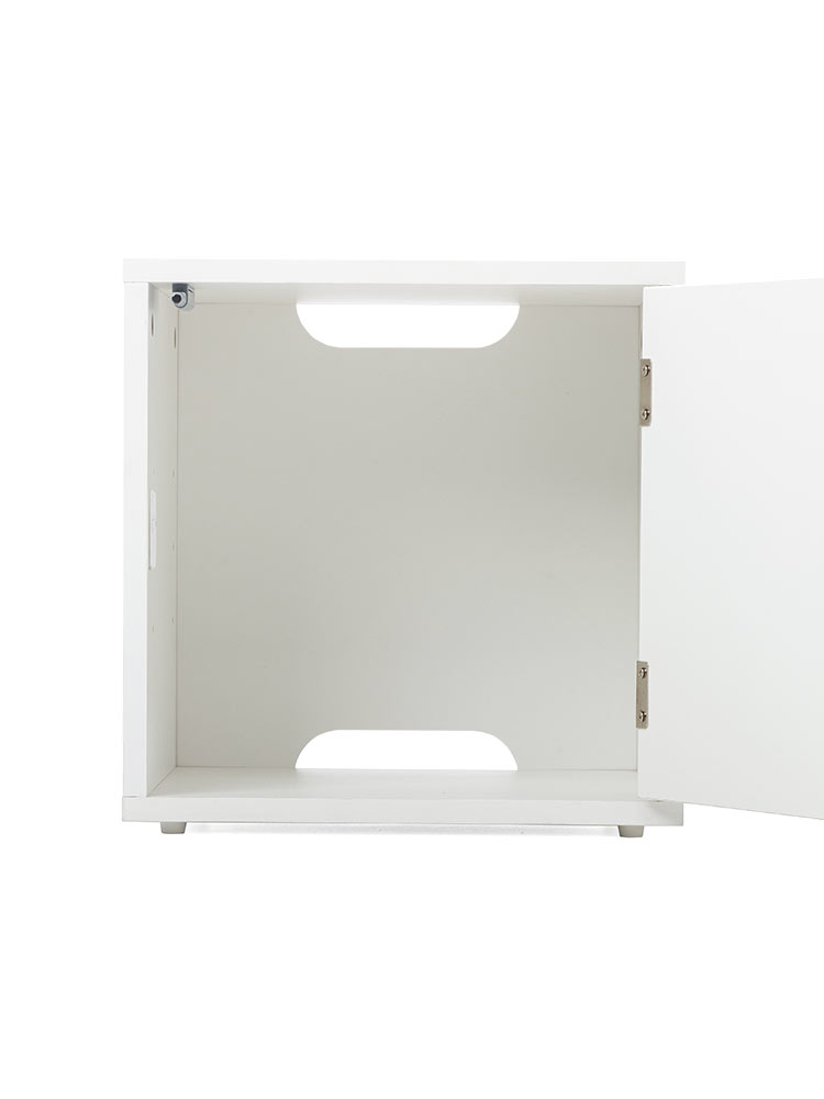 鍵付き木製キューブボックス | 小型セキュリティボックス – プッシュ開閉・ケーブル配線対応