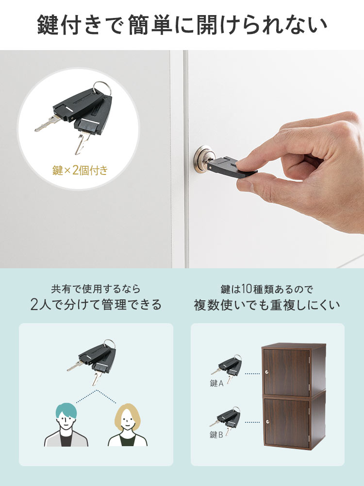 鍵付き木製キューブボックス | 小型セキュリティボックス – プッシュ開閉・ケーブル配線対応