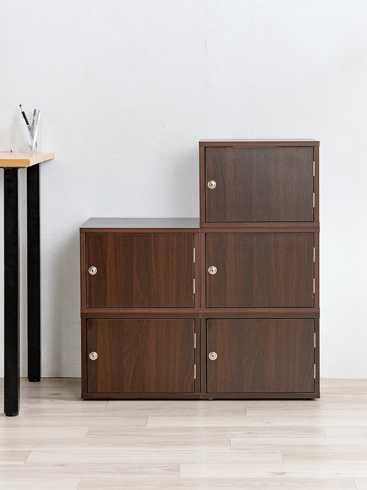 鍵付き木製キューブボックス | 小型セキュリティボックス – プッシュ開閉・ケーブル配線対応