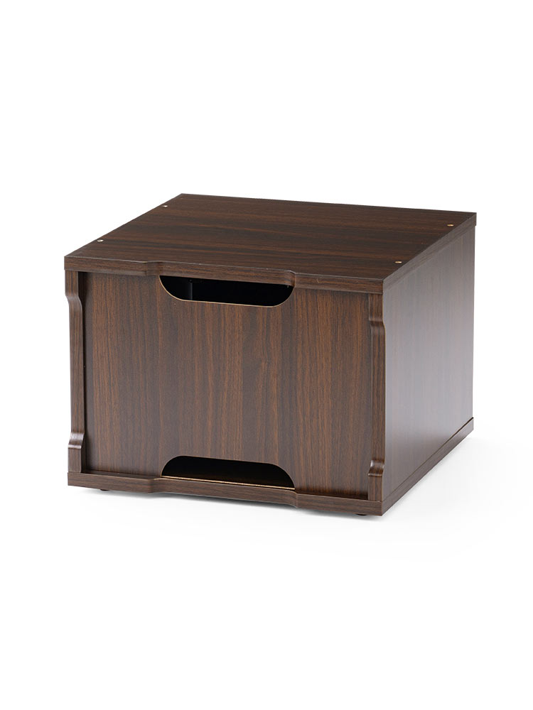 鍵付き木製キューブボックス | 小型セキュリティボックス – プッシュ開閉・ケーブル配線対応