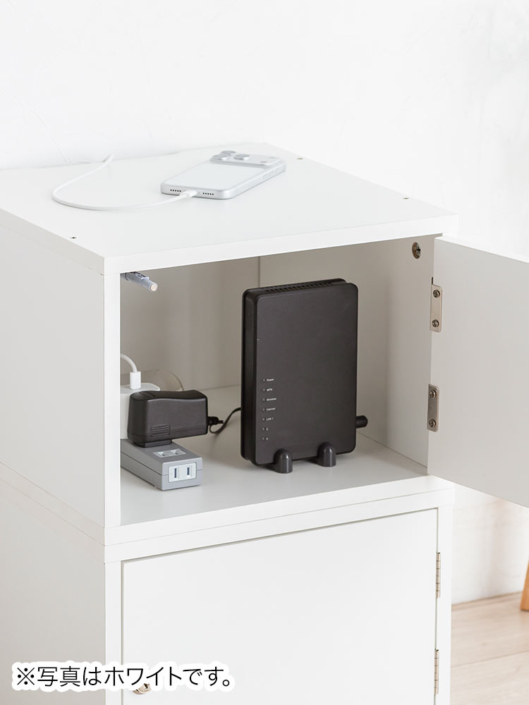 鍵付き木製キューブボックス | 小型セキュリティボックス – プッシュ開閉・ケーブル配線対応