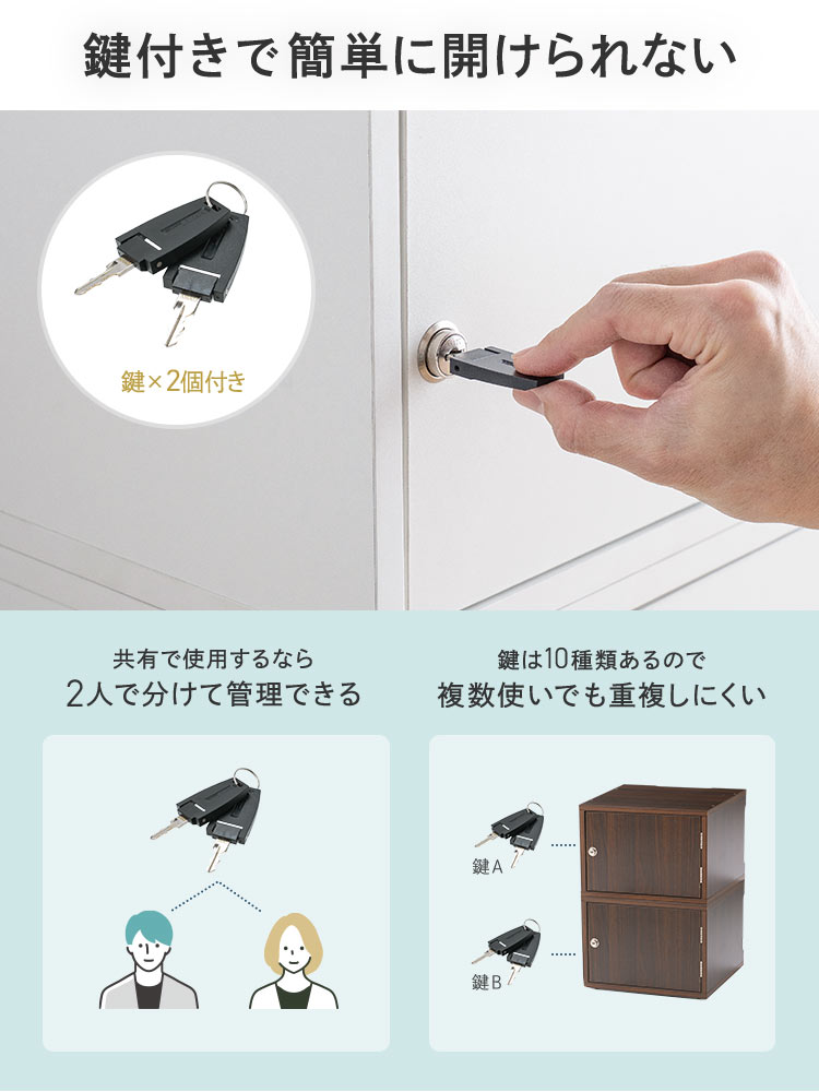 鍵付き木製キューブボックス | 小型セキュリティボックス – プッシュ開閉・ケーブル配線対応