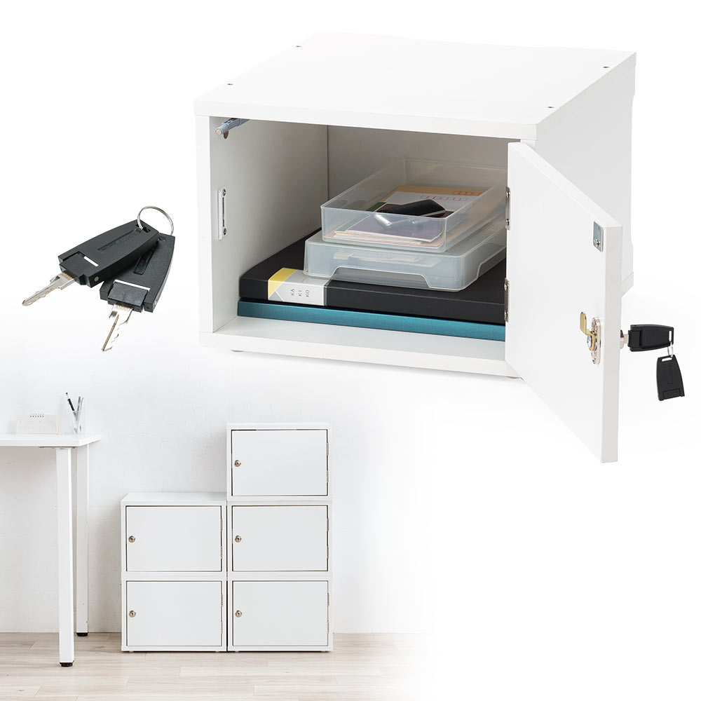 鍵付き木製キューブボックス | 小型セキュリティボックス – プッシュ開閉・ケーブル配線対応