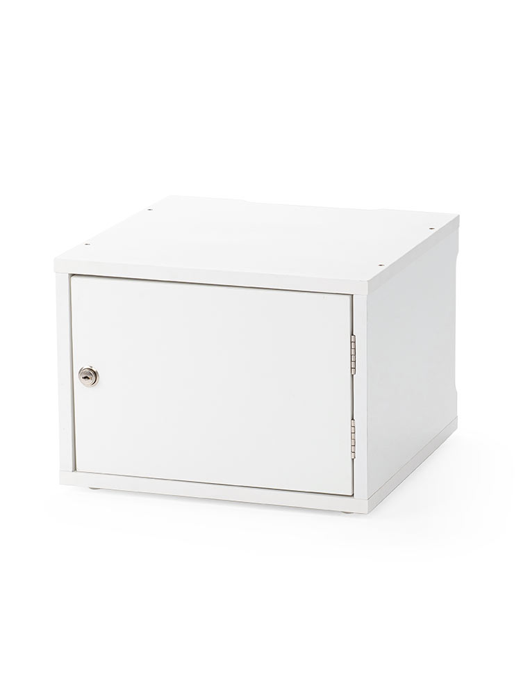 鍵付き木製キューブボックス | 小型セキュリティボックス – プッシュ開閉・ケーブル配線対応