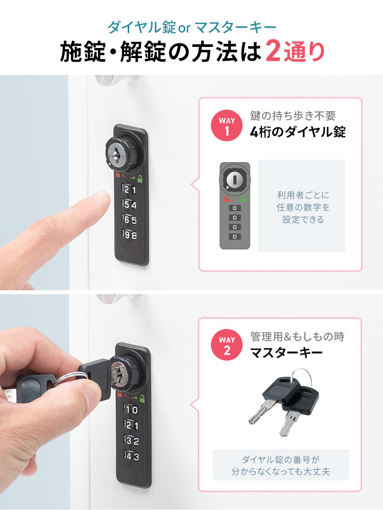 スチール製ダイヤル錠キューブボックス | 4桁暗証＆マスターキーで安心のロッカー型収納
