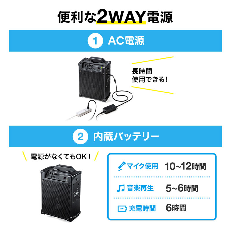 拡声器（拡声器スピーカー・ワイヤレスマイク付き・選挙・バッテリー内蔵・イベント・ブラック）