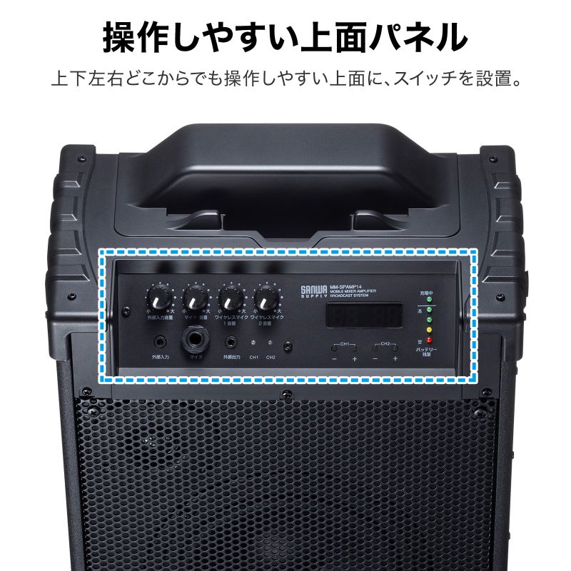 拡声器（スピーカー・選挙・バッテリー内蔵・ワイヤレスマイク2本付き・60W）