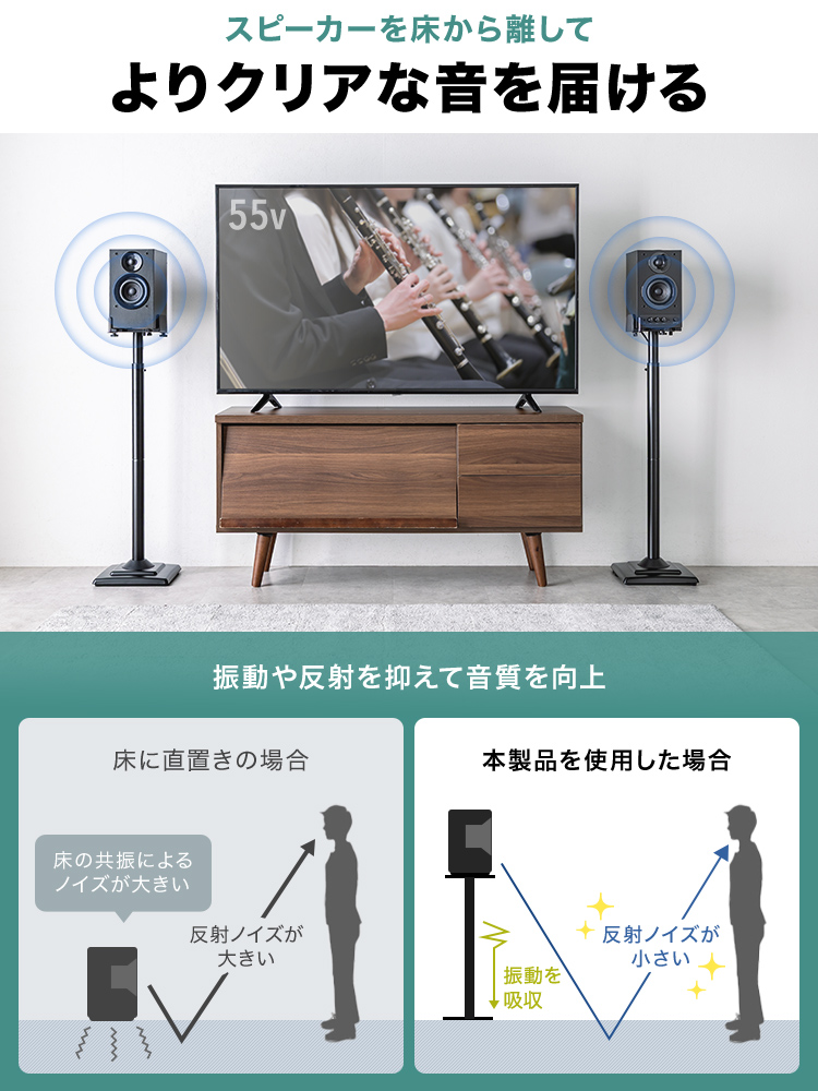 音の定位を整えるスピーカースタンド – 大型スピーカー・拡声器対応＆配線スッキリ設計