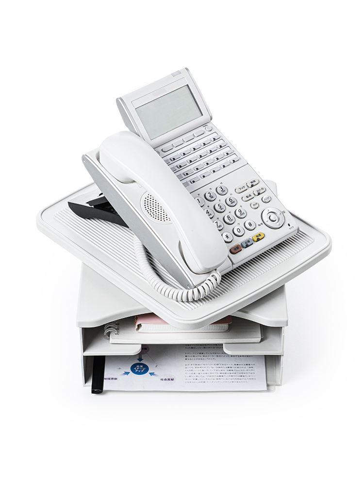 A4収納対応2段棚と360度回転の卓上電話台 | 省スペース設計でデスクやオフィスを整理する ライトグレー